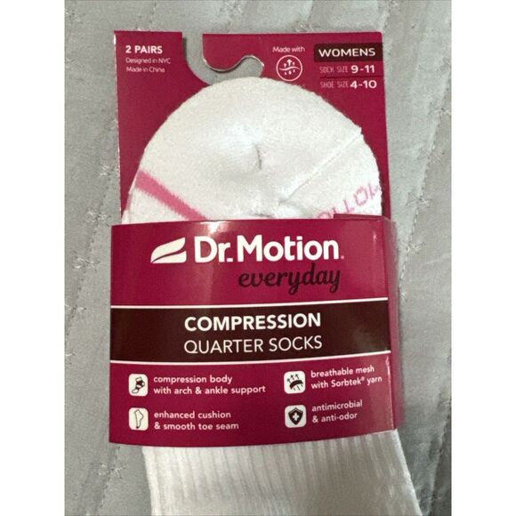 Solid Half-Cushion | Quarter Compression Socks For Women Black And White - Picture 2 of 3